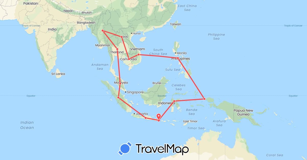 TravelMap itinerary: hiking in Indonesia (Asia)